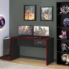 Mesa Para Escritório Yone Preto Acetinado Vermelho