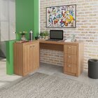 Mesa Para Home Office Com Gavetas E 02 Portas - Amêndoa