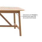 Mesa para Jardim Extensível Retangular Madeira Acácia Marrom 220x100x75cm Oasis Naterial