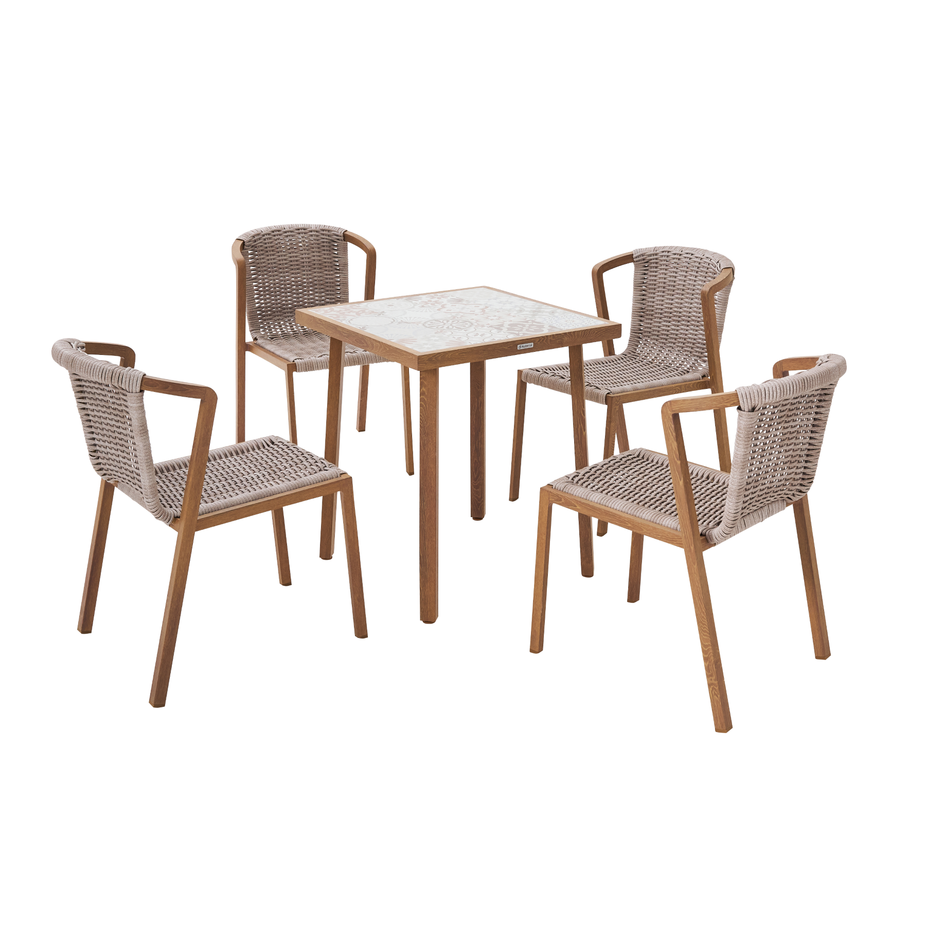 Mesa de Jardim Gaia 4 Lugares Quadrada 75x65,5x65,5cm Alumínio Marrom Naterial