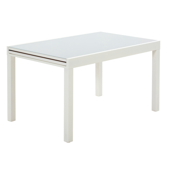 Mesa para Jardim Extensível Lyra 10 Lugares Retangular 75,5x135x90cm Alumínio com Tampo de Vidro Branco Naterial