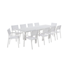 Mesa para Jardim Extensível Lyra 10 Lugares Retangular 75,5x135x90cm Alumínio com Tampo de Vidro Branco Naterial