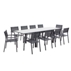 Mesa para Jardim Extensível Lyra 10 Lugares Retangular 75,5x135x90cm Alumínio com Tampo de Vidro Cinza Naterial
