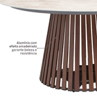 Mesa para Jardim 6 Lugares Redonda 74x150cm Alumínio com Tampo de Vidro Marrom Retro Naterial