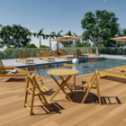 Mesa para Jardim Dobrável Solarium 4 Lugares Redonda 72x90x90cm Eucalipto Amarelo Naterial