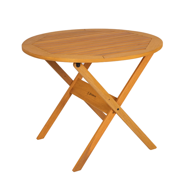 Mesa para Jardim Dobrável Solarium 4 Lugares Redonda 72x90x90cm Eucalipto Amarelo Naterial