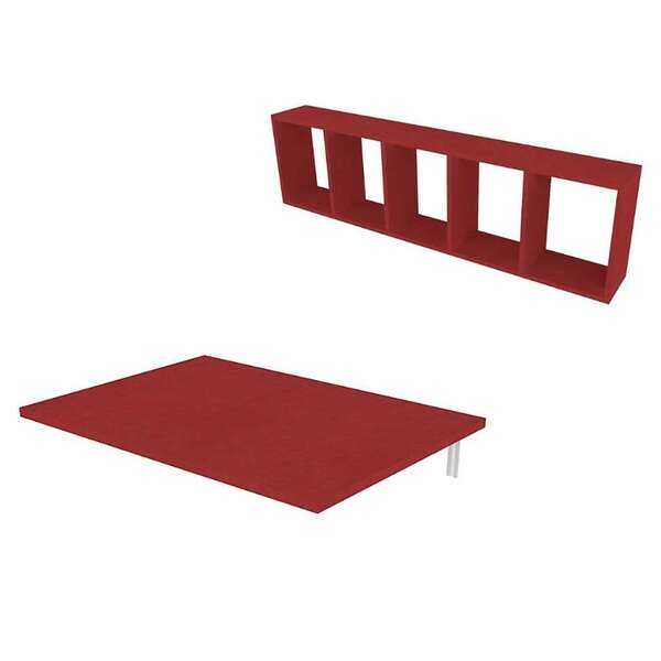 Mesa Para Notebook Dobrável Blaine Com Nicho Vermelha