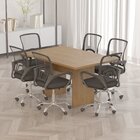 Mesa Para Reunião 6 Lugareso 136cm X 90cm  Amêndoa