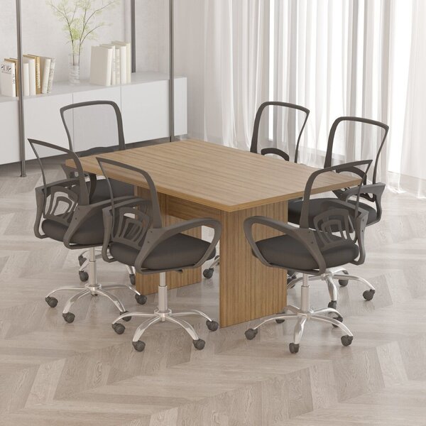 Mesa Para Reunião 6 Lugareso 136cm X 90cm  Amêndoa