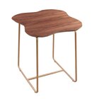 Mesa Para Sala De Estar Lateral Aura Lamina Nogueira/metálico