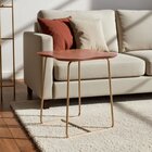 Mesa Para Sala De Estar Lateral Aura Lamina Nogueira/metálico