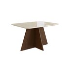 Mesa Para Sala De Jantar 120x90cm Com Vidro Lapidado Tabaco/o