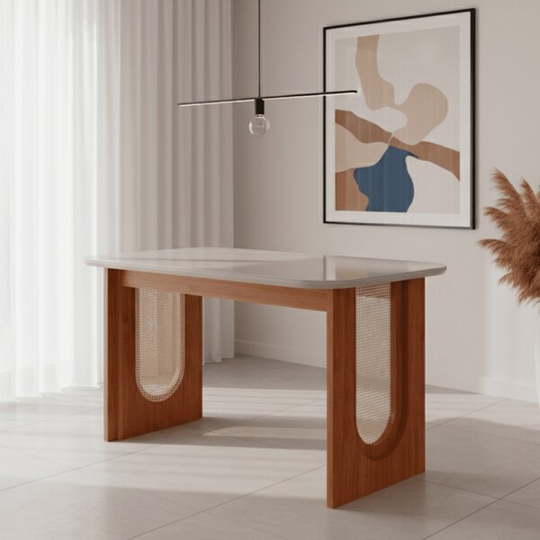 Mesa Para Sala De Jantar 130cm Valentina Cinamomo/off White