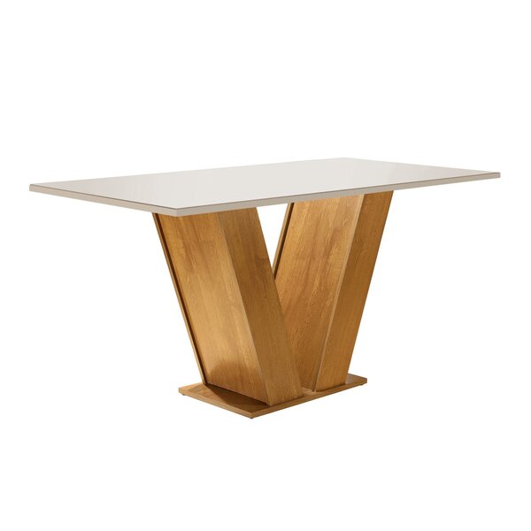 Mesa Para Sala De Jantar 160cm Tampo Em Vidro/mdp Espanha Esp