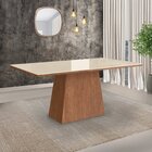 Mesa Para Sala De Jantar 160x90cm Com Vidro Lapidado  Canela/