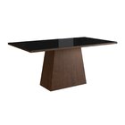 Mesa Para Sala De Jantar 160x90cm Com Vidro Lapidado  Tabaco/