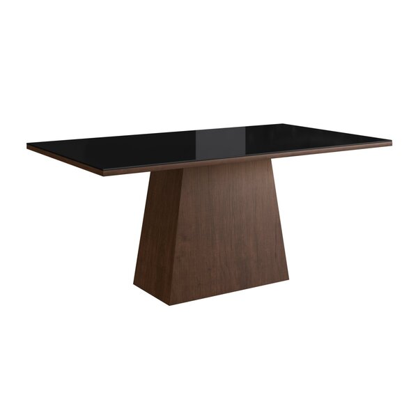 Mesa Para Sala De Jantar 160x90cm Com Vidro Lapidado  Tabaco/