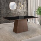 Mesa Para Sala De Jantar 160x90cm Com Vidro Lapidado  Tabaco/