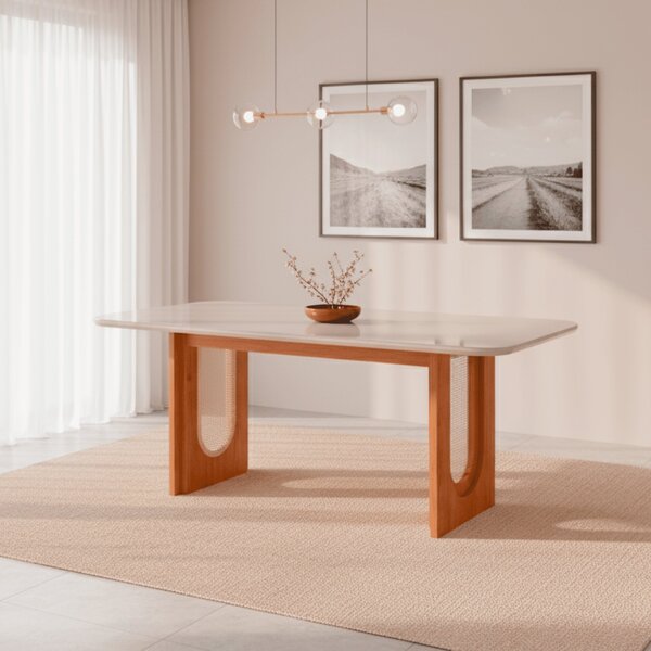 Mesa Para Sala De Jantar 180cm Valentina Cinamomo/off White