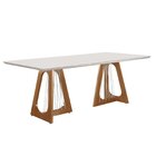 Mesa Para Sala De Jantar 180x90cm Tampo Vidro/mdf Cítara Yesc