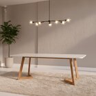 Mesa Para Sala De Jantar 210cm Com Vidro Caju Off White