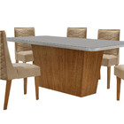 Mesa Para Sala De Jantar Aida 180cm Mdf Canto Copo Com Vidro
