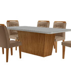 Mesa Para Sala De Jantar Aida 180cm Mdf Canto Copo Com Vidro