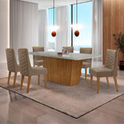 Mesa Para Sala De Jantar Aida 180cm Mdf Canto Copo Com Vidro