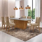 Mesa Para Sala De Jantar Aida 180cm Mdf Canto Copo Com Vidro