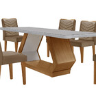 Mesa Para Sala De Jantar Alvorada 180cm Mdf Com Vidro Canto C