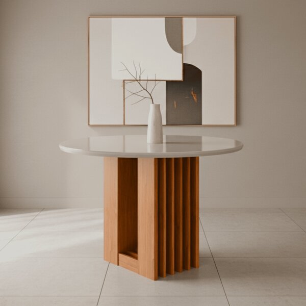 Mesa Para Sala De Jantar Ariela Redonda 109 Cm Cinamomo/ Offw