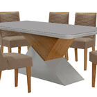 Mesa Para Sala De Jantar Aster 180cm Mdf Canto Copo Com Vidro