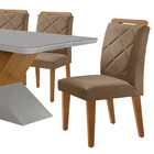 Mesa Para Sala De Jantar Aster 180cm Mdf Canto Copo Com Vidro