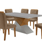 Mesa Para Sala De Jantar Aster 180cm Mdf Canto Copo Com Vidro