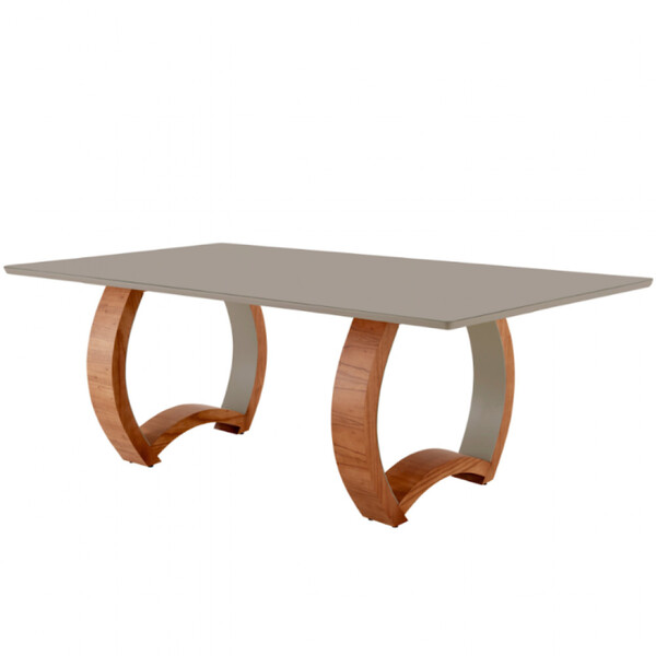 Mesa Para Sala De Jantar Bali 220cm Madeira Com Vidro Moderna