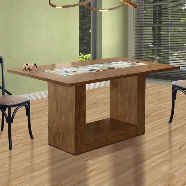 Mesa Para Sala De Jantar Canela Rústico Suiça Art Panta 160 X