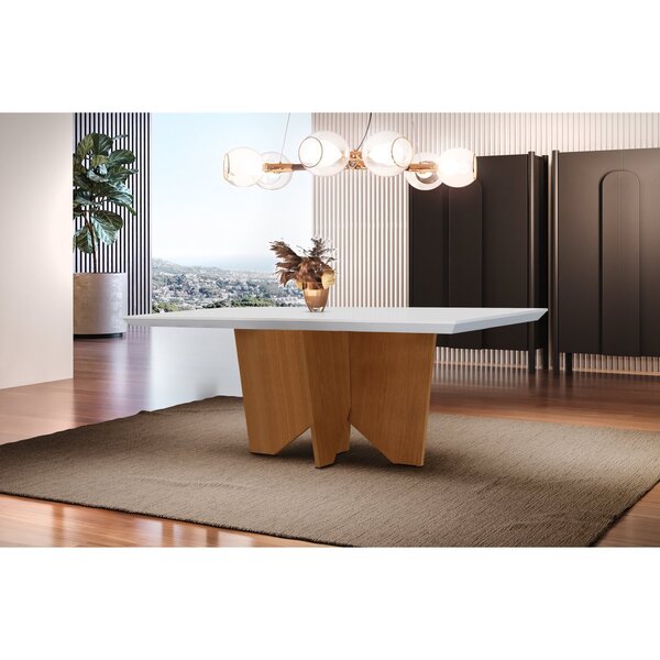 Mesa Para Sala De Jantar Canto Reto Tampo Em Mdf Nancy  Off W