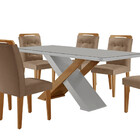 Mesa Para Sala De Jantar Carol 180cm Mdf Canto Copo Com Vidro