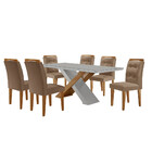 Mesa Para Sala De Jantar Carol 180cm Mdf Canto Copo Com Vidro