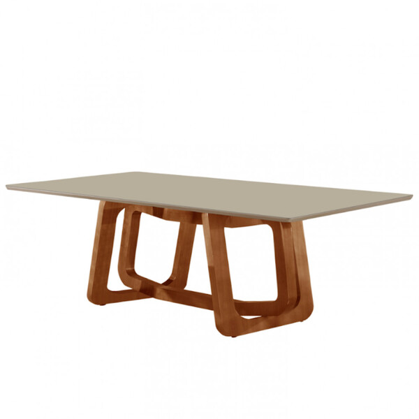 Mesa Para Sala De Jantar Charlote 220cm Madeira Com Vidro Mod