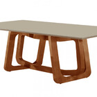 Mesa Para Sala De Jantar Charlote 220cm Madeira Com Vidro Mod