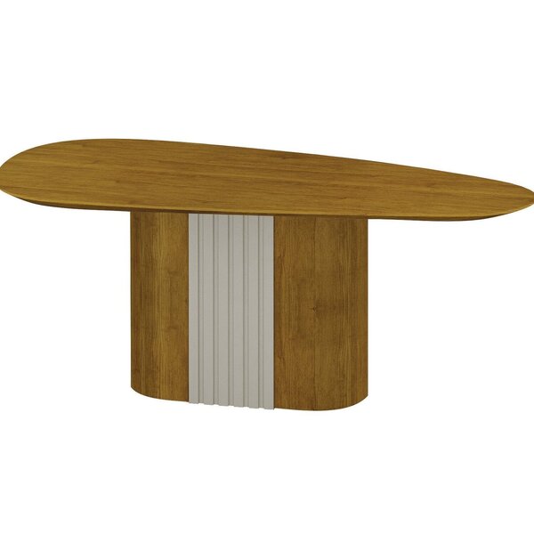 Mesa Para Sala De Jantar Com Tampo De Vidro Dacota Freijó/off