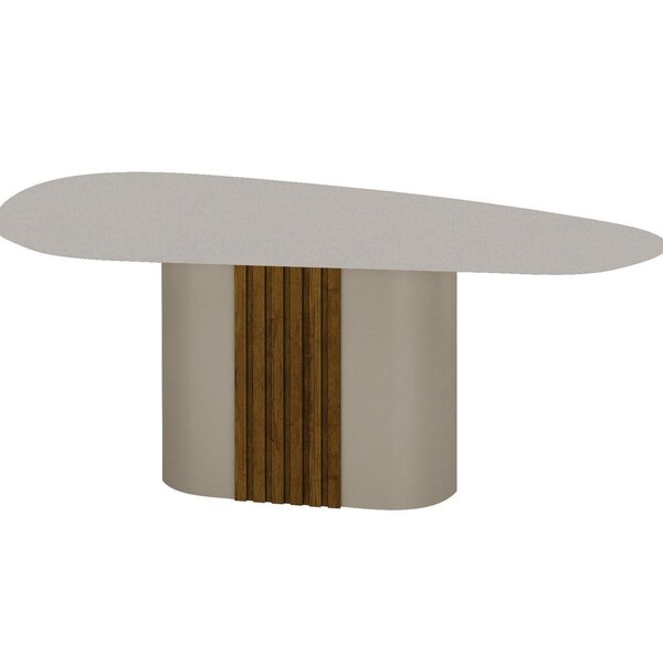 Mesa Para Sala De Jantar Com Tampo De Vidro Dacota Off White/