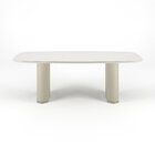Mesa Para Sala De Jantar Com Vidro Lintz Off White/bege