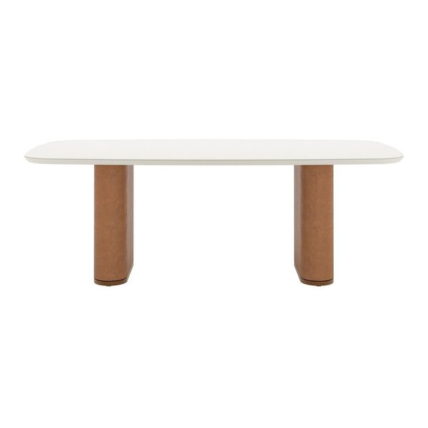 Mesa Para Sala De Jantar Com Vidro Lintz Off White/caramelo/c