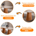 Mesa Para Sala De Jantar Noronha 180cm Madeira Com Vidro Mode