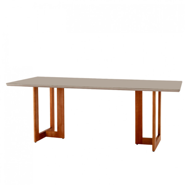 Mesa Para Sala De Jantar Patros 180cm Madeira Com Vidro Moder