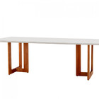 Mesa Para Sala De Jantar Patros 220cm Madeira Com Vidro Moder