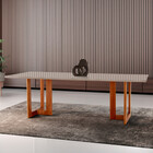 Mesa Para Sala De Jantar Patros 220cm Madeira Com Vidro Moder