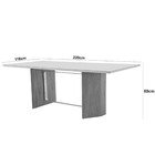Mesa Para Sala De Jantar Pillar 220cm Madeira Com Vidro E Det